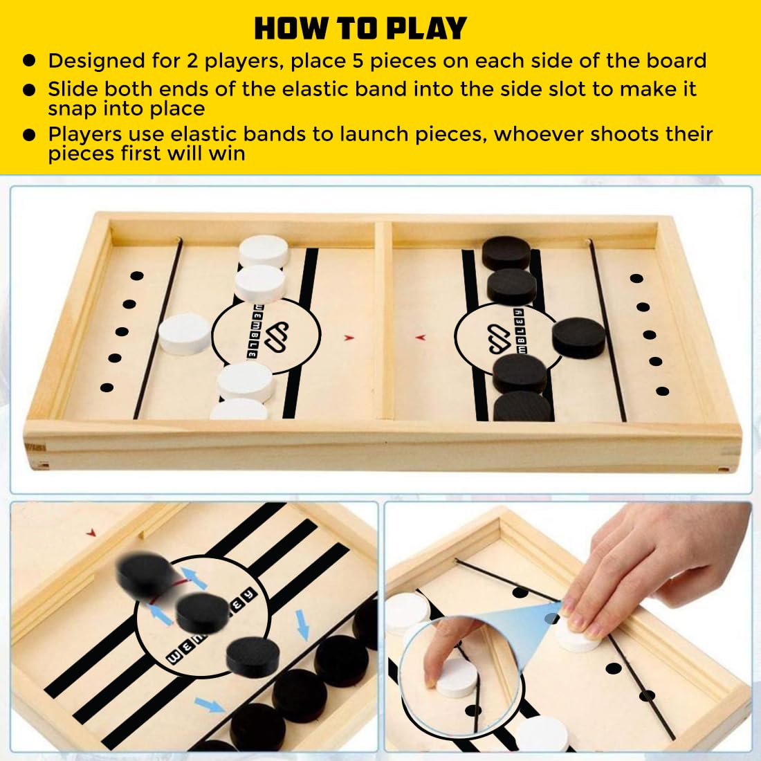 Wooden String Hockey Sling Puck Indoor Toy for Kids
