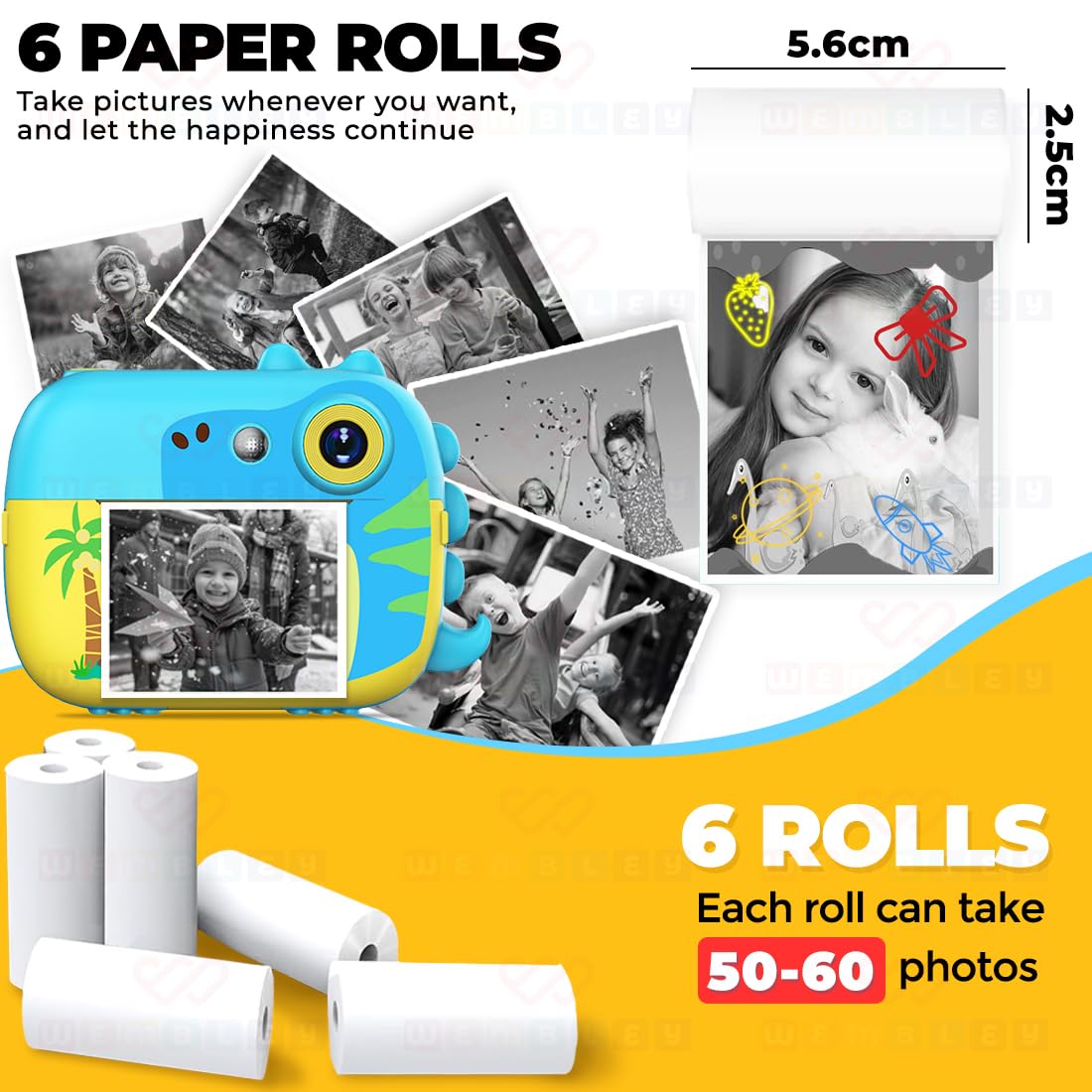 Kids Instant Camera Thermal Paper Rolls (Pack of 6)