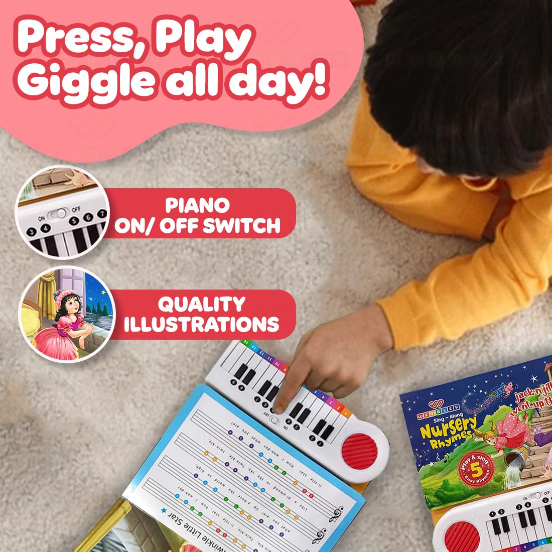 Educational Piano Sound Book for Kids with 5 Classic Nursery Rhymes