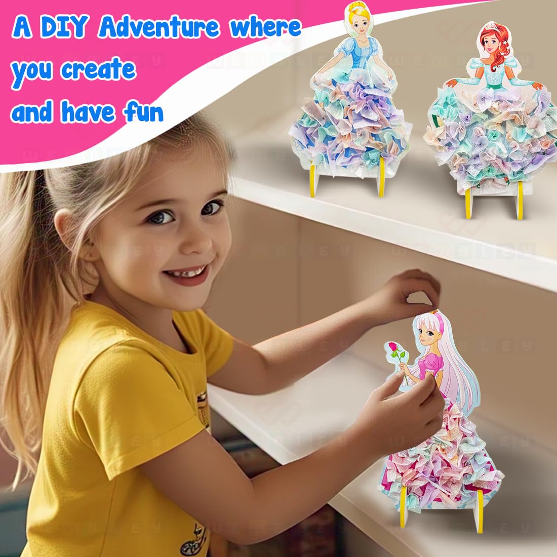 3-In-1, 3D Princess Fabric Poke In Art & Craft Activity