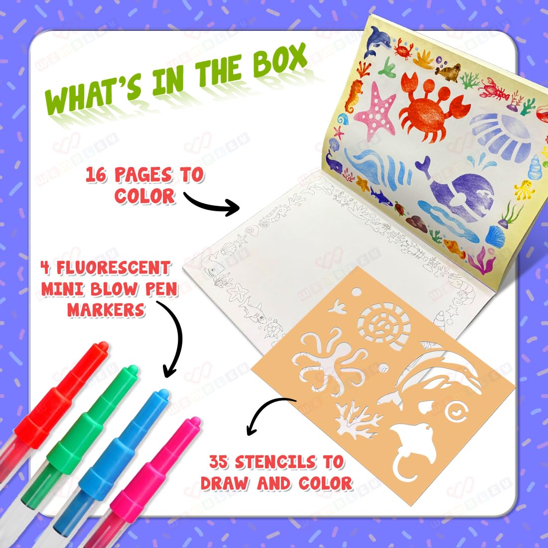 Blow Pen Painting Color Set for Kids (Sea Theme)