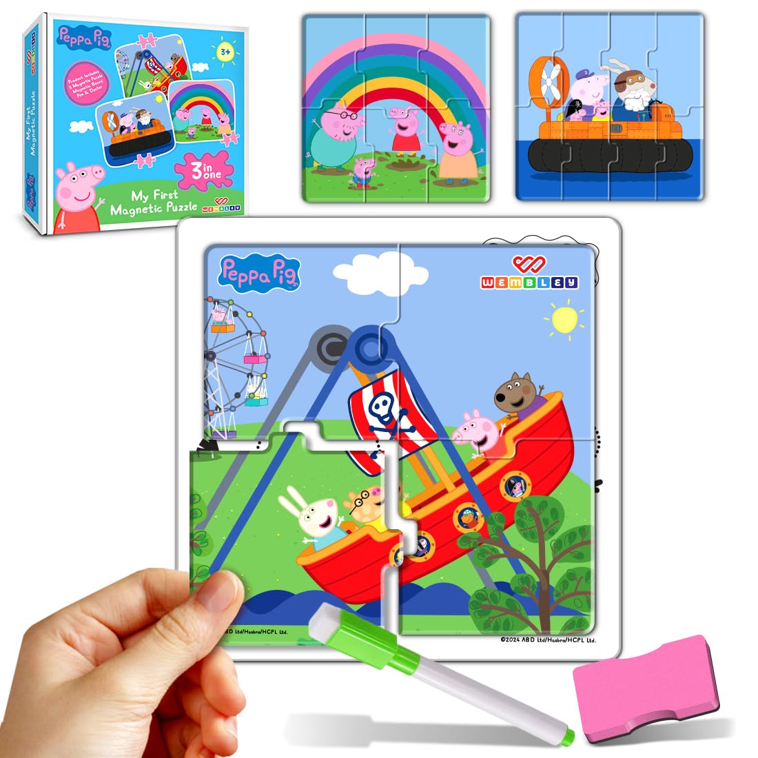 Peppa Pig 3 in 1 Jigsaw Magnetic Puzzle (Style1)
