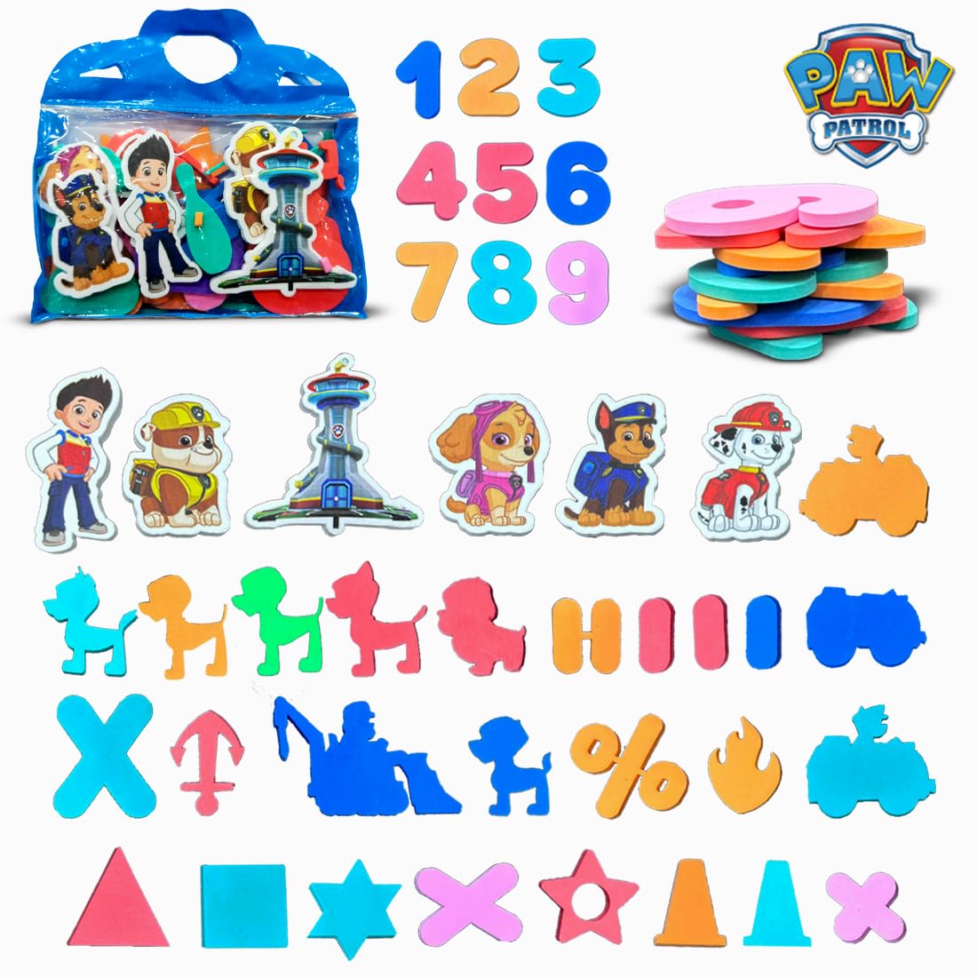 Paw Patrol Foam Cutouts Bath Toy-Set of 32