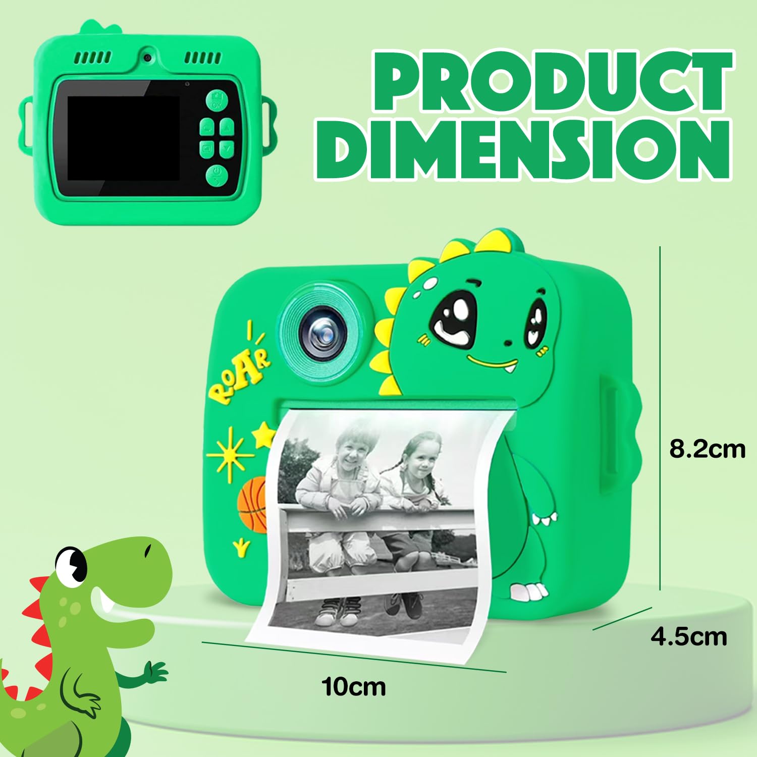 Instant Print Digital Camera for Kids (Dino)