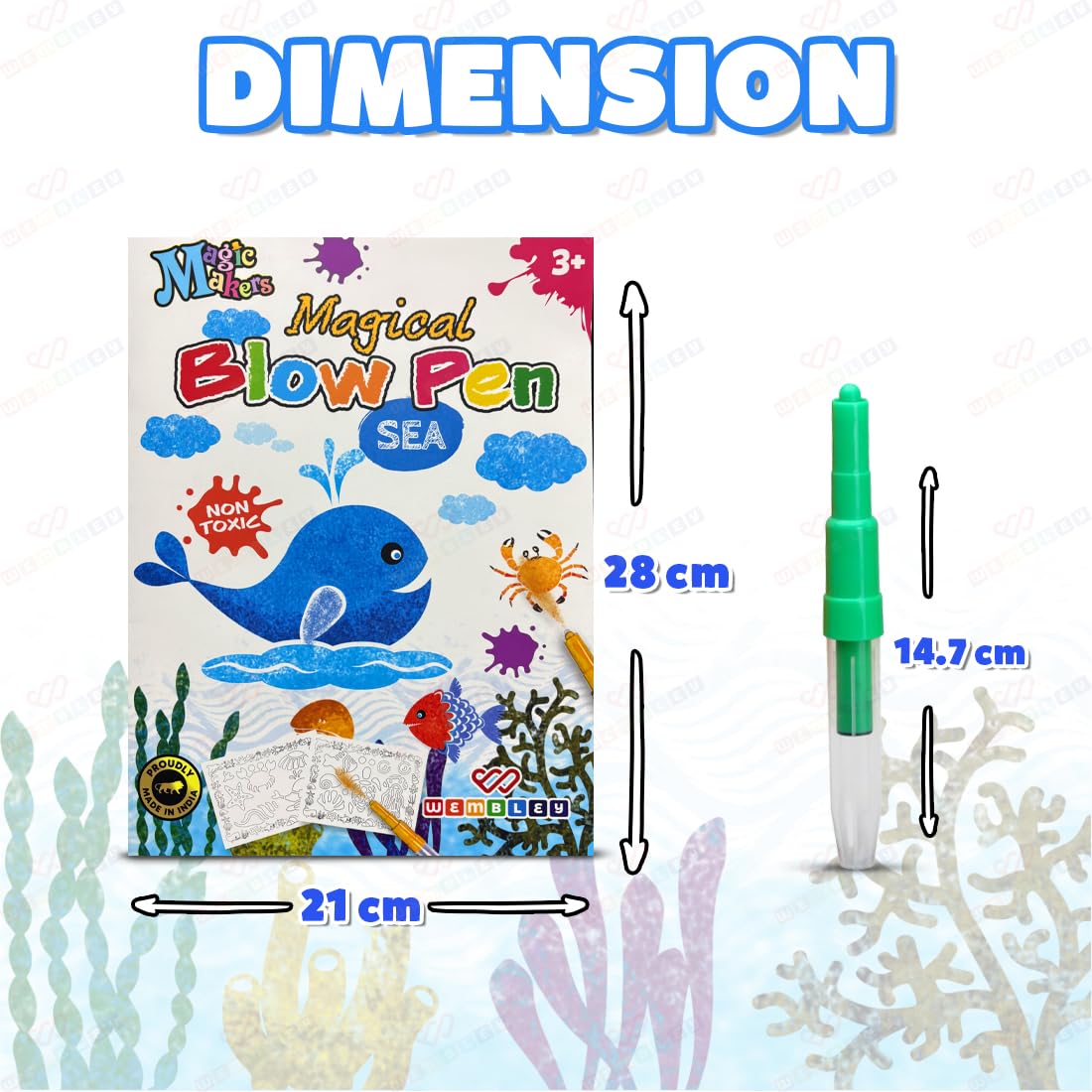 Blow Pen Painting Color Set for Kids (Sea Theme)