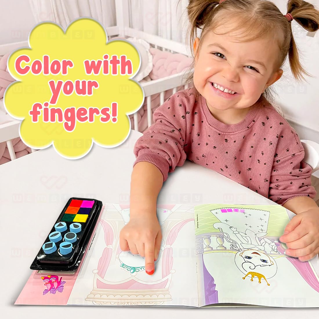 Princess Finger Printing & Coloring Art Book