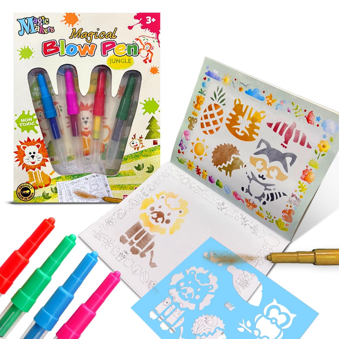 Blow Pen Painting Color Set for Kids (Jungle Theme)