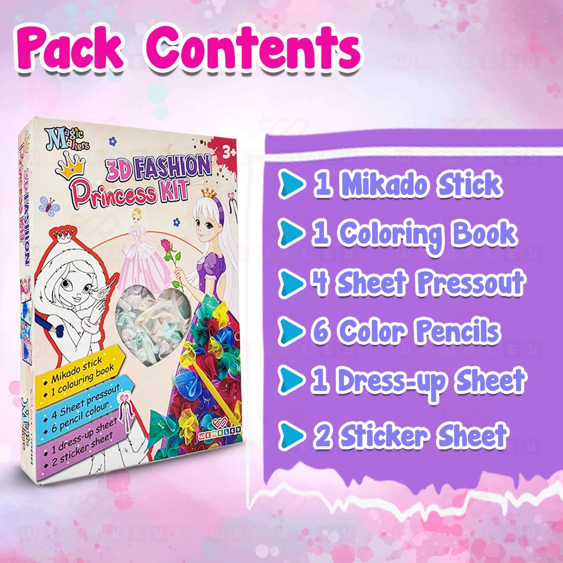 3-In-1, 3D Princess Fabric Poke In Art & Craft Activity