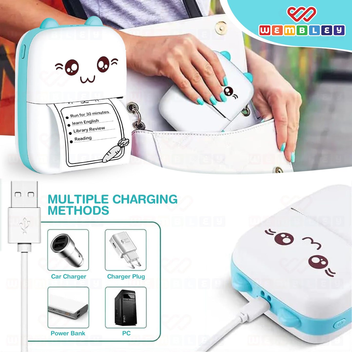 Rechargeable Mini Bluetooth Printer Kitty Themed