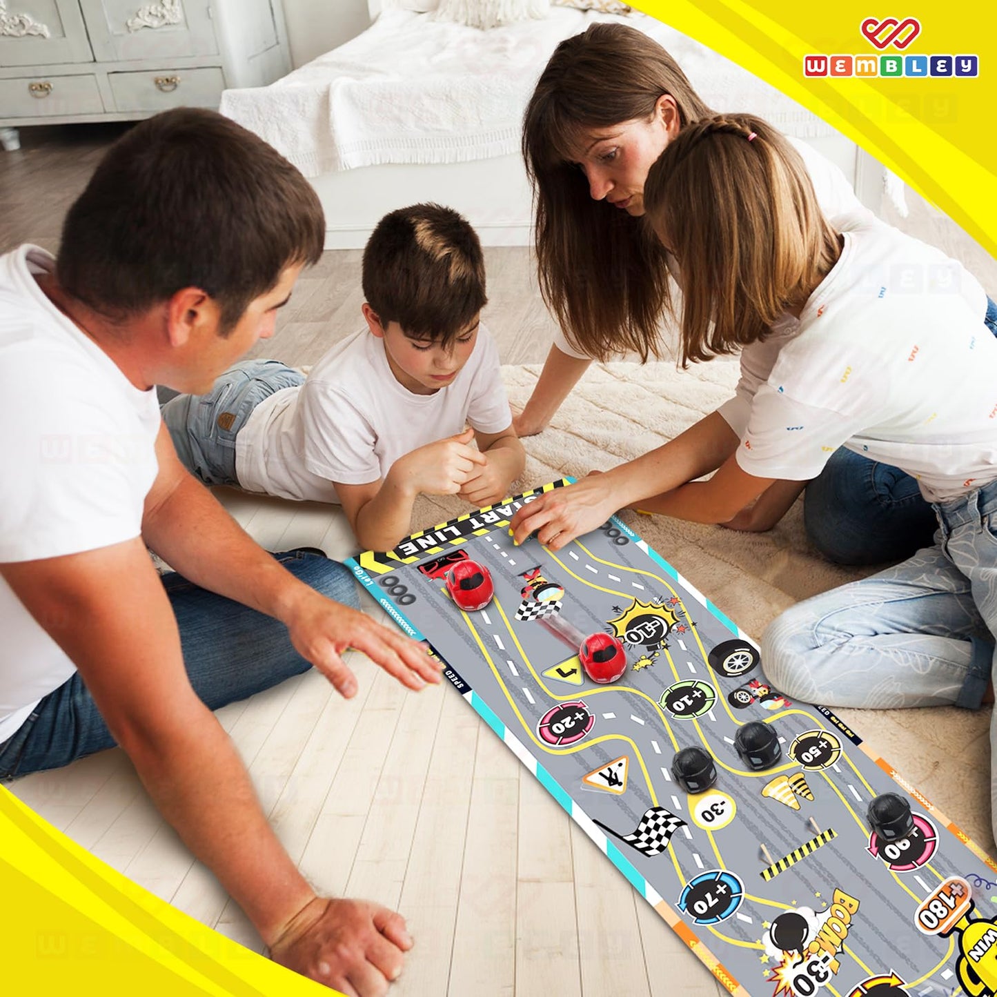 Car Racing Finger Flick Playmat with 6 Car Strikers