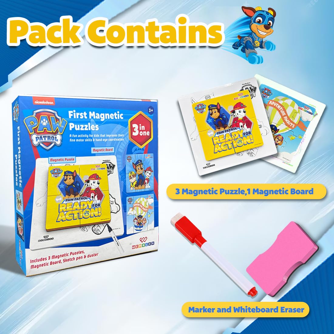 Paw Patrol 3 in 1 Jigsaw Magnetic Puzzle (Style1)