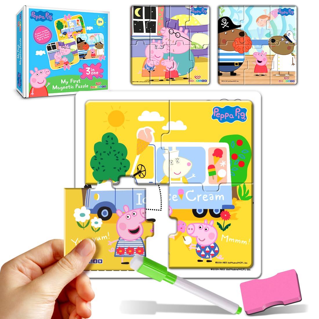 Peppa Pig 3 in 1 Jigsaw Magnetic Puzzle (Style2)