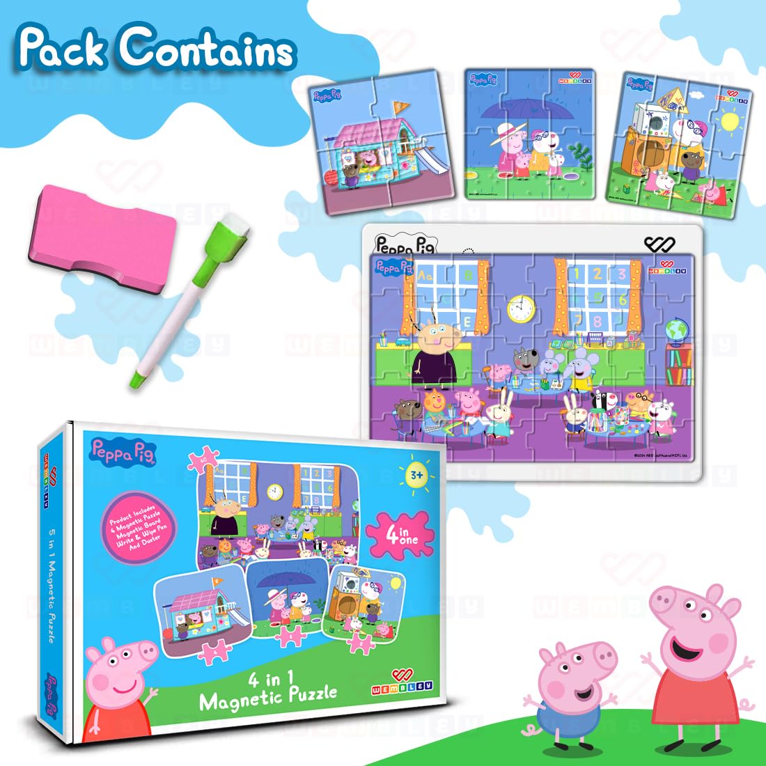 Peppa Pig 4 in 1 Jigsaw Magnetic Puzzle (Style2)