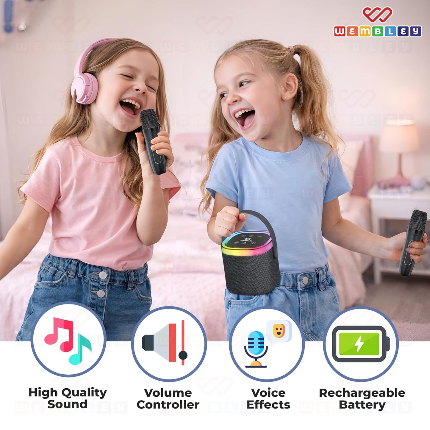 Wireless Karaoke Bluetooth Speaker with Microphones (Black)
