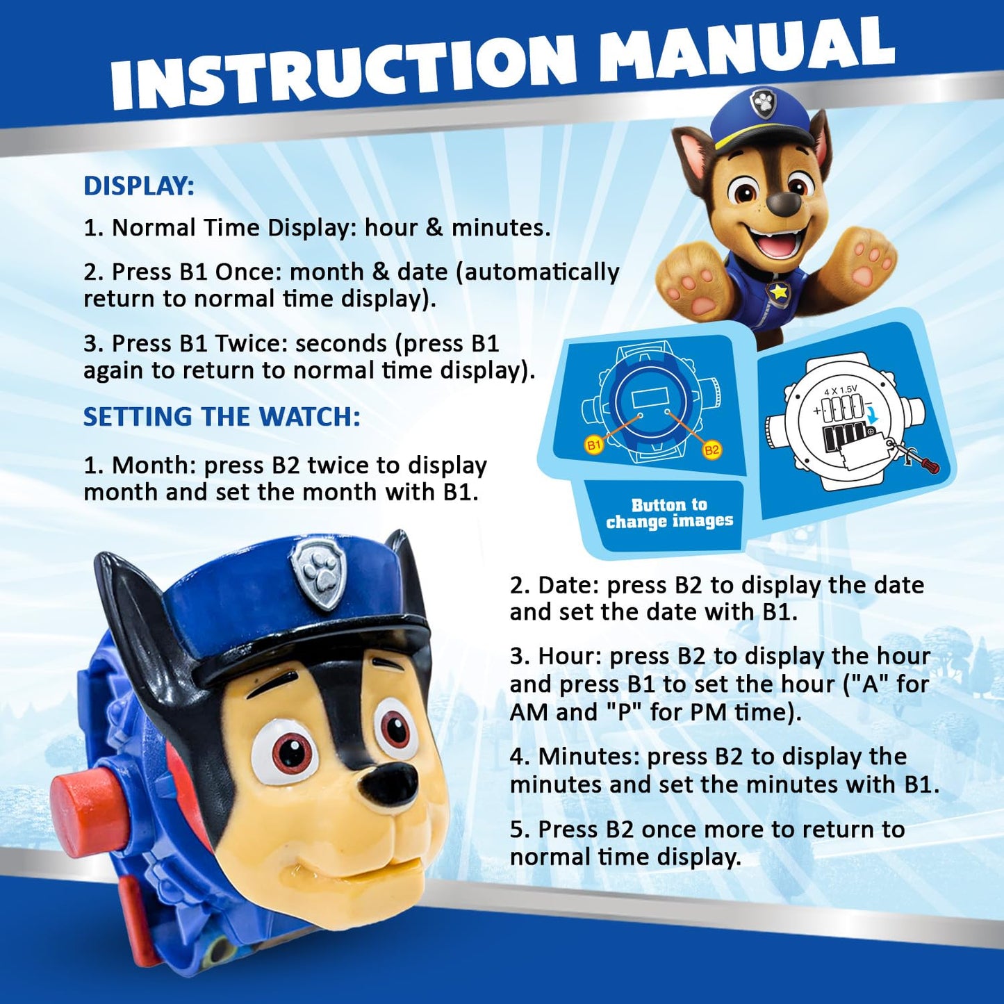 Paw Patrol Digital Projector Watch (Chase)