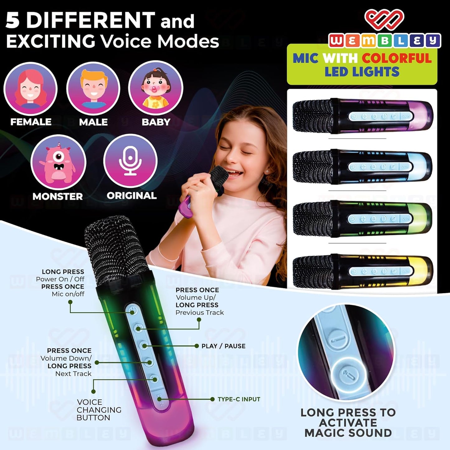 Stylish Wireless Karaoke Speaker with RGB Lights