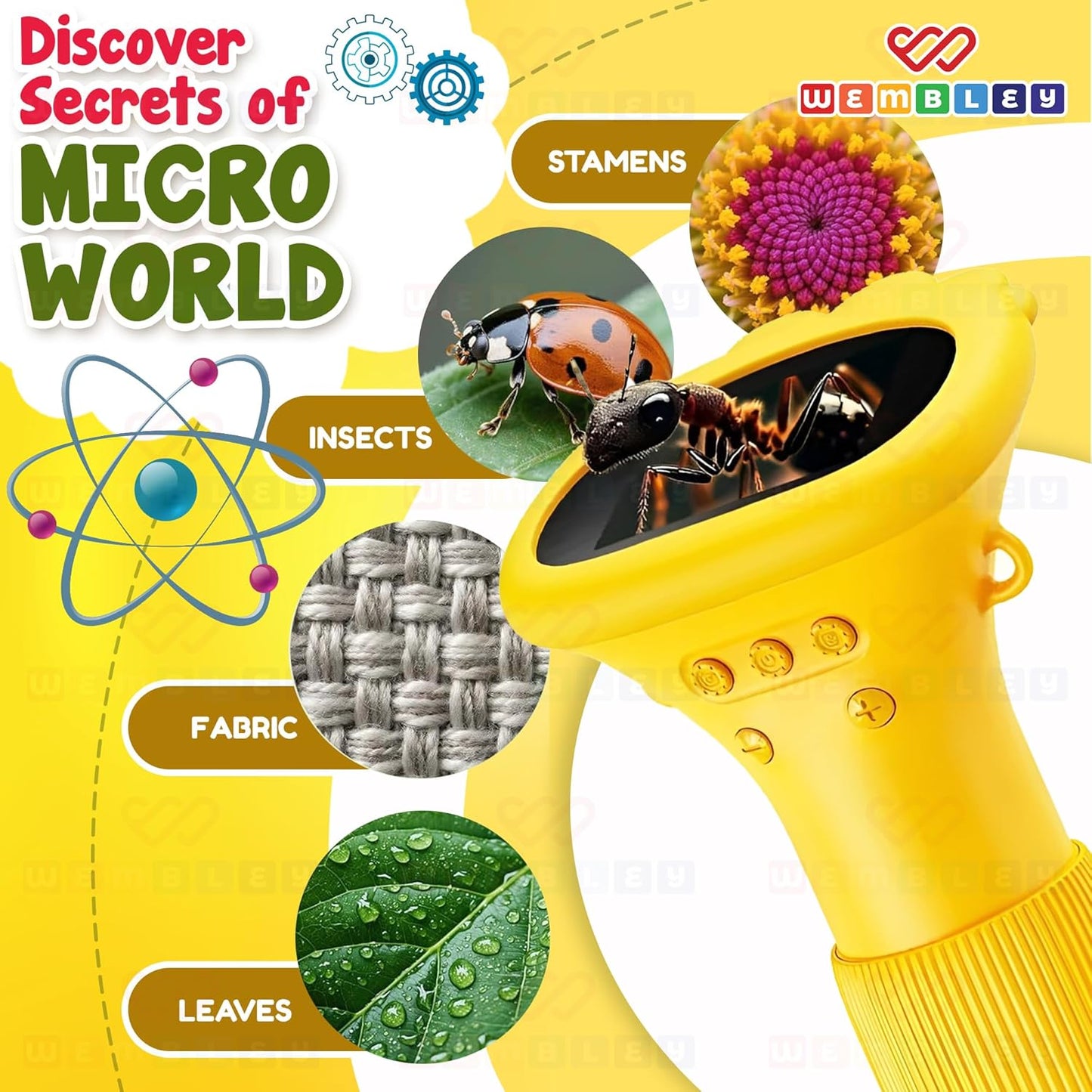 Wembley Portable Kids Microscope with 1000x Zoom & HD Screen