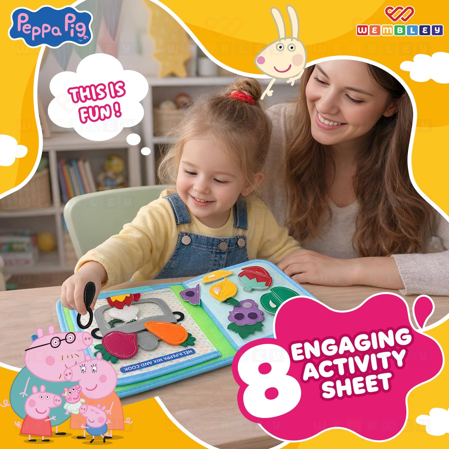 Peppa Pig-Themed Busy Book with 5 Finger Puppets