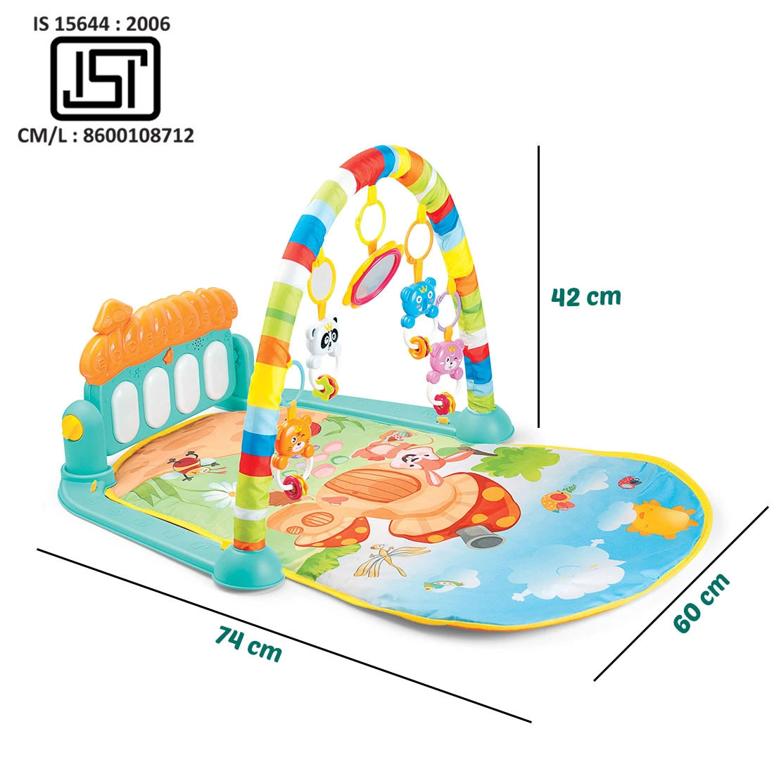 Gym Play Mat for Babies with Rattle Toys & Musical Piano