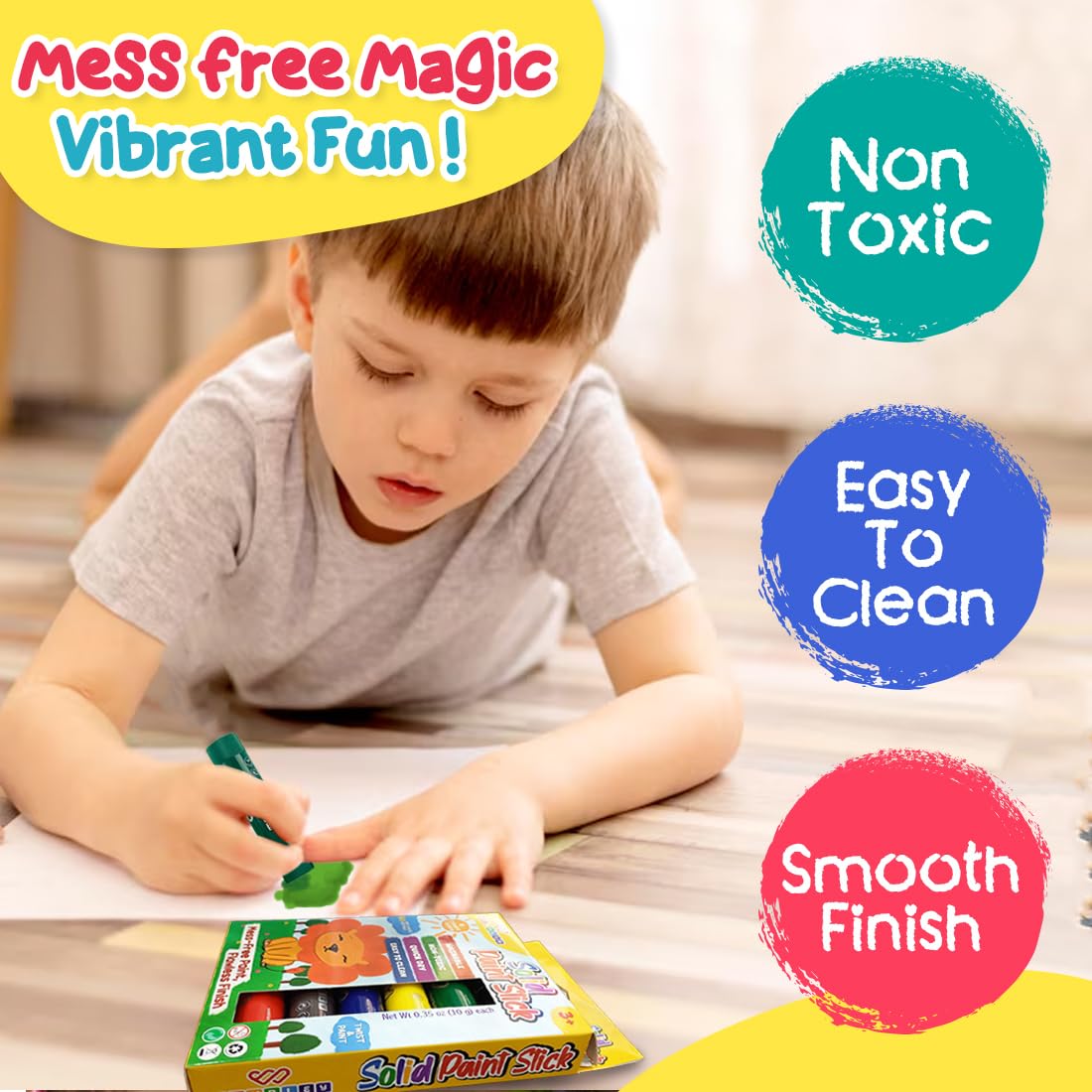 Solid Quick Dry Paint Stick Set for Kids (6 Paint Sticks)