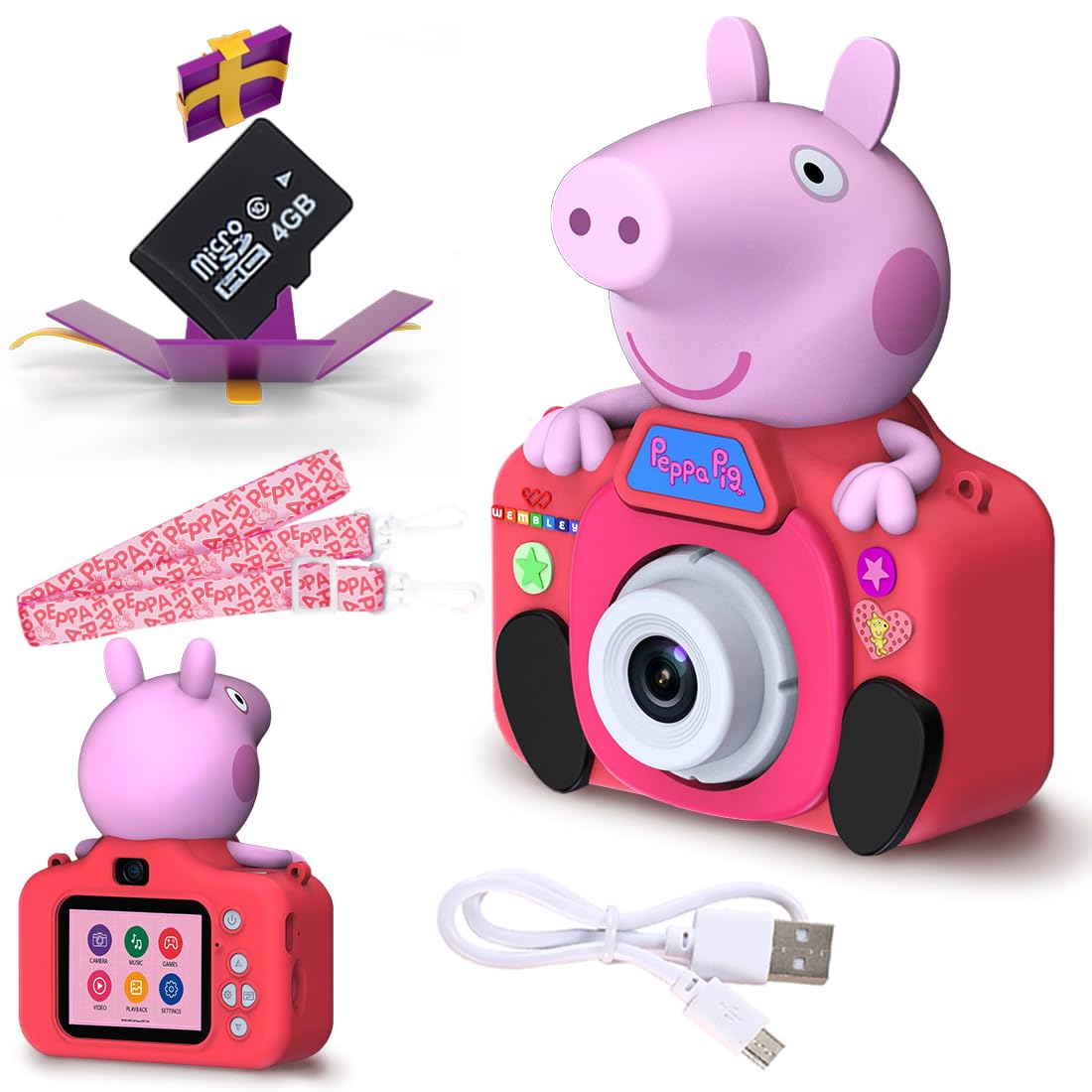 Kids Digital Camera Peppa Pig Design Video Recorder - Pink