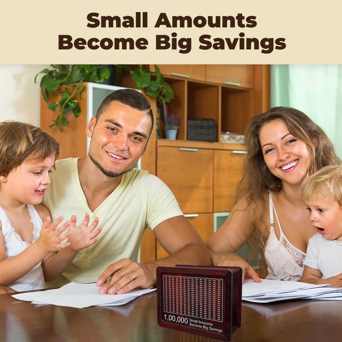 Wooden Money-Saving Box with Goal Tracking