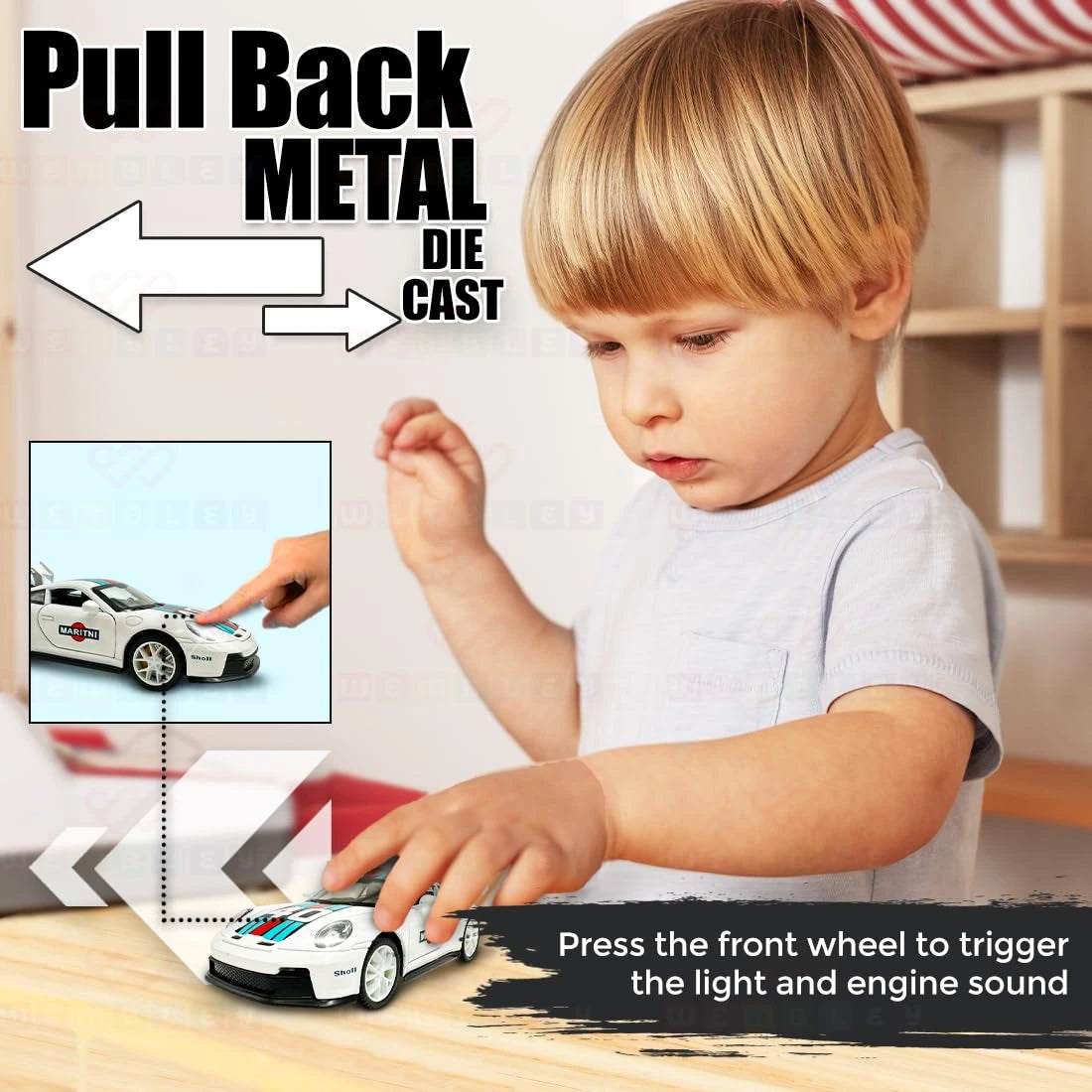 Pull Back Diecast Metal Sports Car Openable Doors
