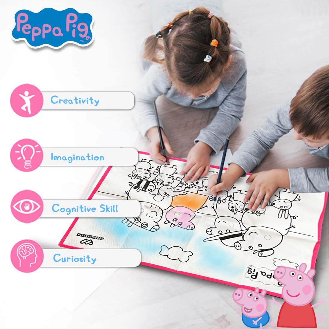 Peppa Pig Reusable Coloring Mat with 12 Markers