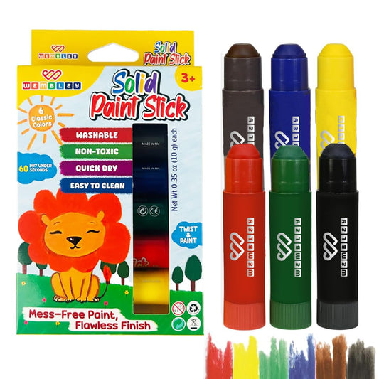 Solid Quick Dry Paint Stick Set for Kids (6 Paint Sticks)
