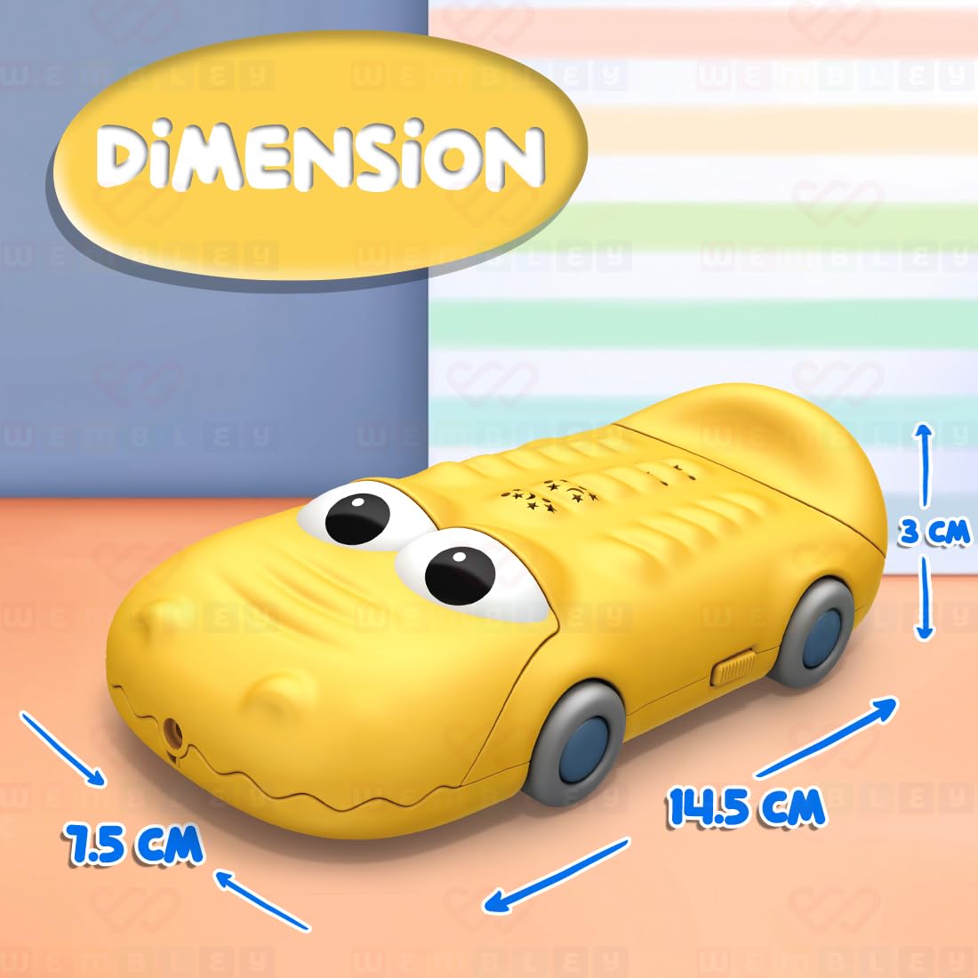 Crocodile Themed Functional & Educational Projection Toy Phone (Yellow)