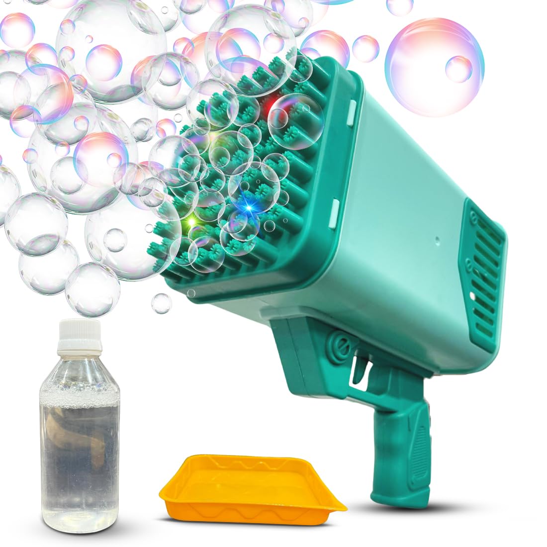Electric Rechargeable Bazooka Bubble Gun Machine with Soap Solution