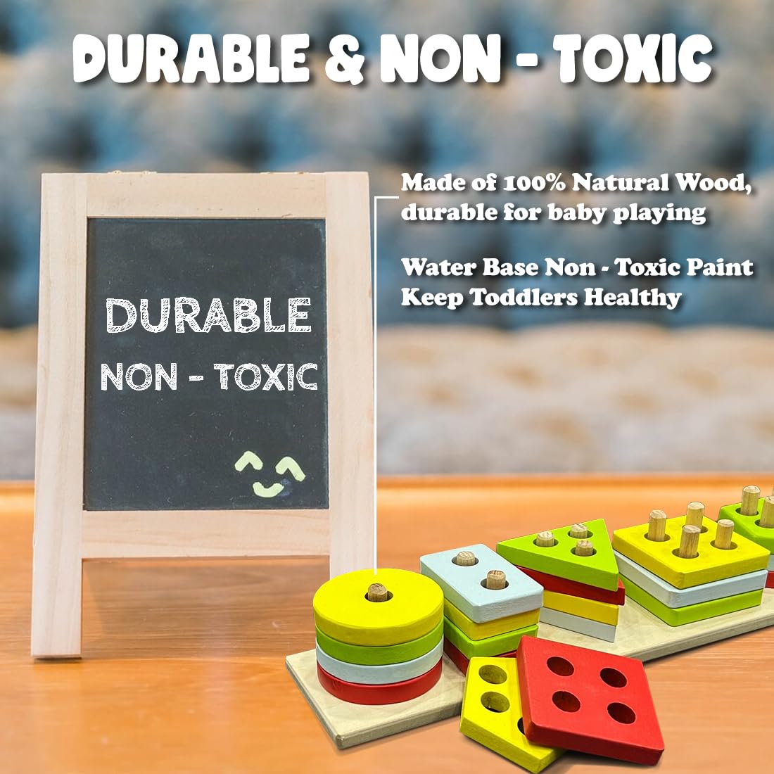 Geometric Blocks Stacker Shape Sorter Stacking Column Puzzle Set