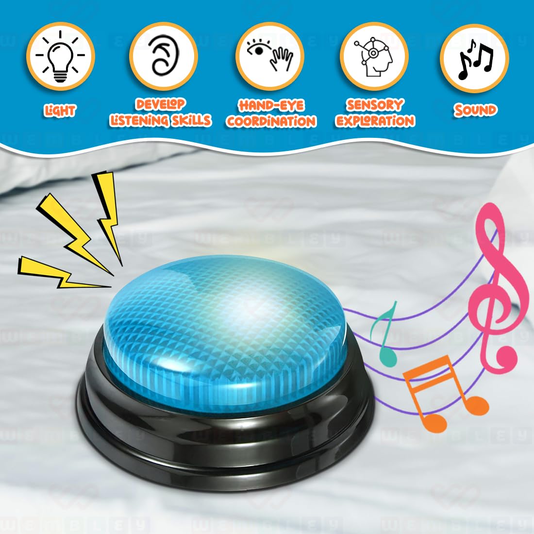 Interactive Quiz Buzzer with Blue LED Light & Punch Sound