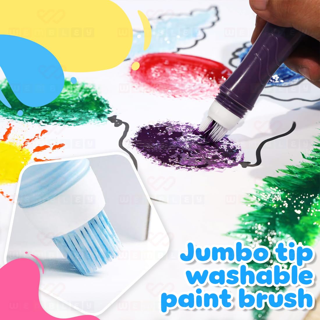 Assorted Squeeze Paint Brush Set for Kids (9 Classic & 3 Metallic Colors)