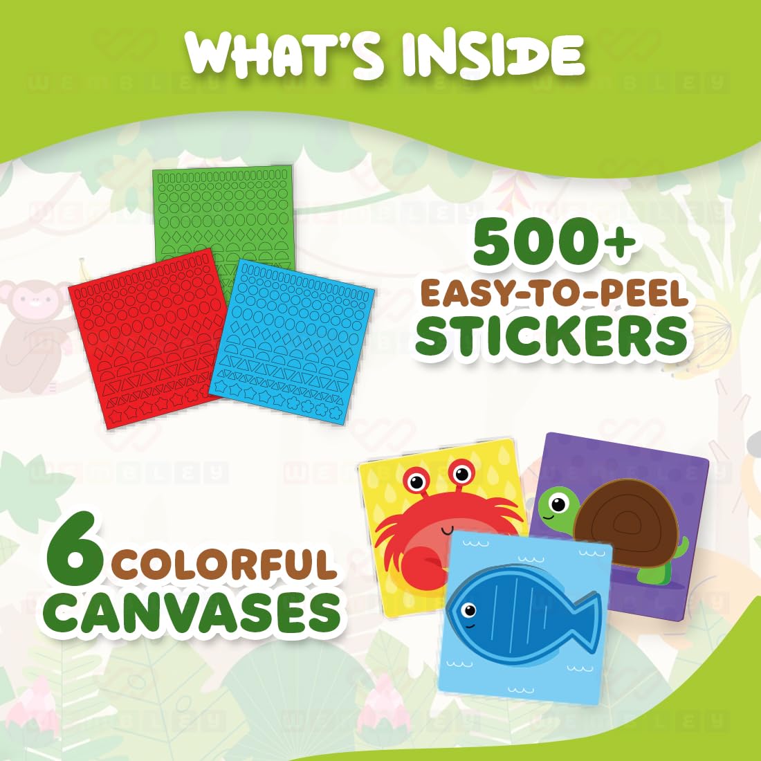 DIY Animal-Themed Foam Sticker Art Set with 6 Canvases & 500+ Stickers