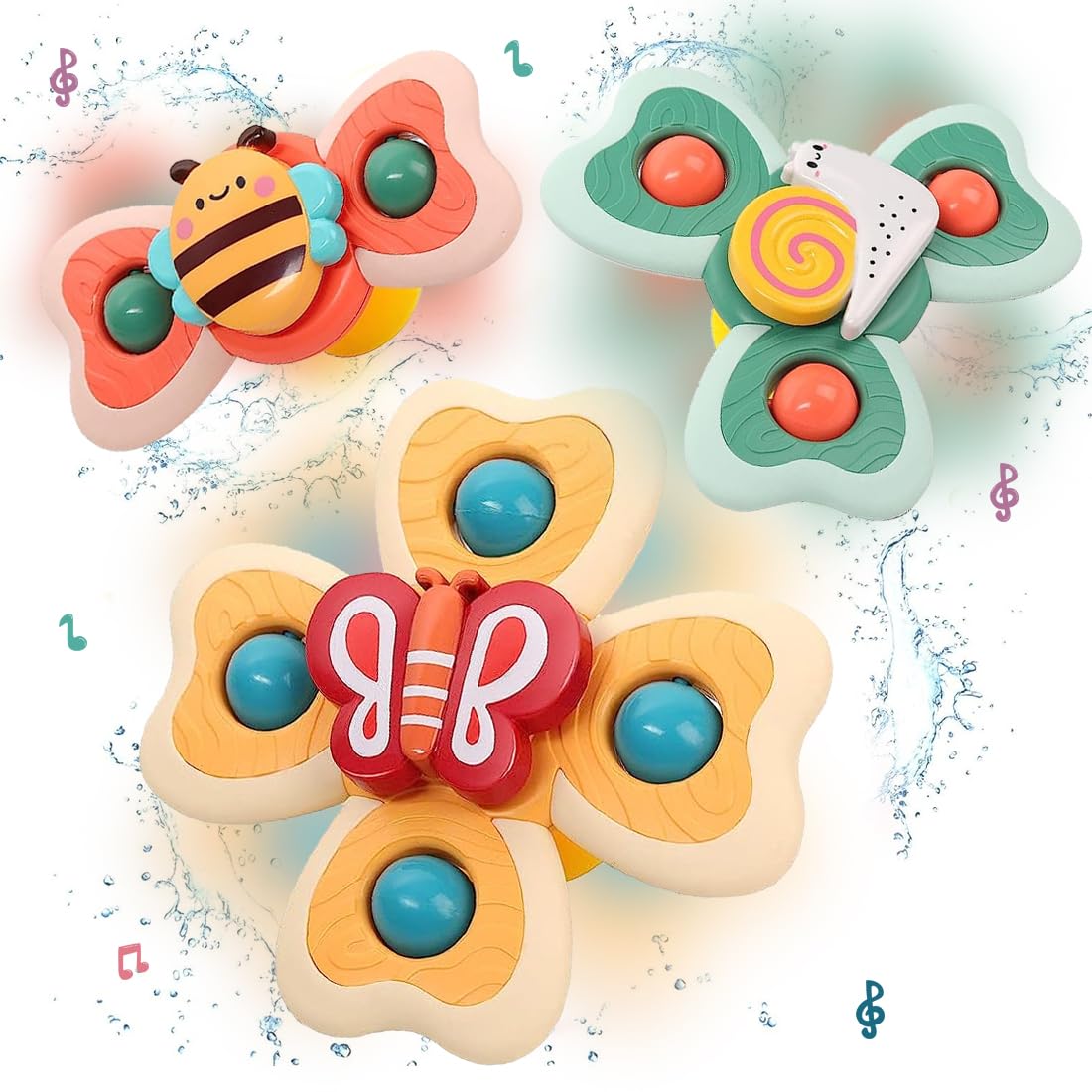 Suction Spinner Baby Bath Toys 3 Pcs (Snail)