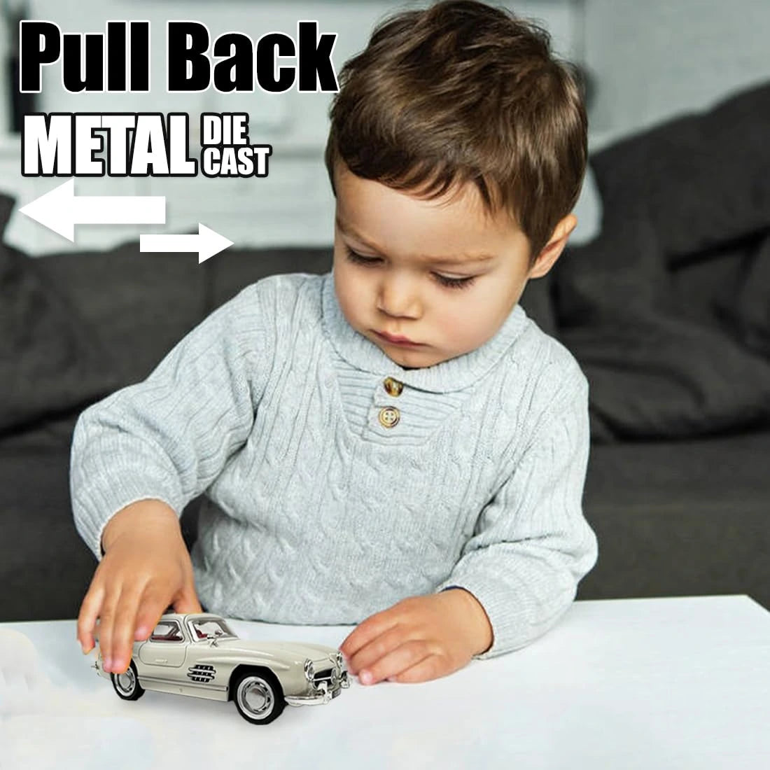 Pull Back Diecast Metal Vintage Car Openable Doors