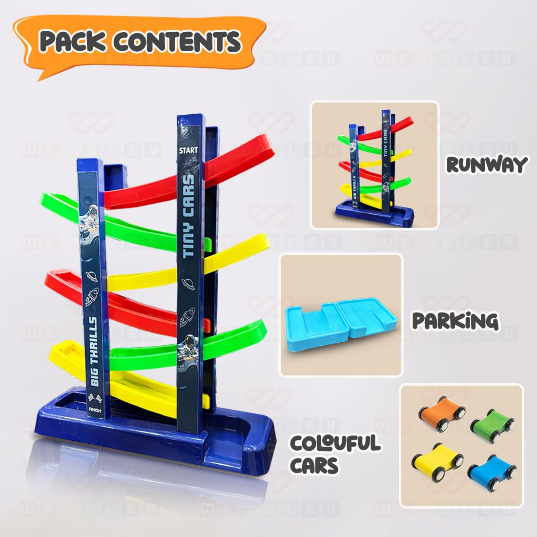 DIY 6-Level Ramp Race Track Building Set for Kids