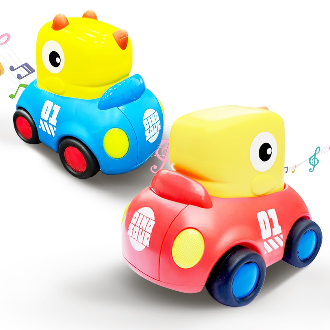 Dinosaur Themed Inertia Push & Go Friction Toy Car (Set of 2)