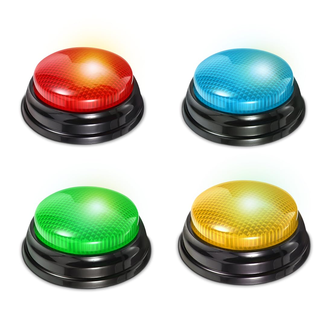 Set of Quiz Buzzers with 4 Different Lights & Sound (Pack of 4)