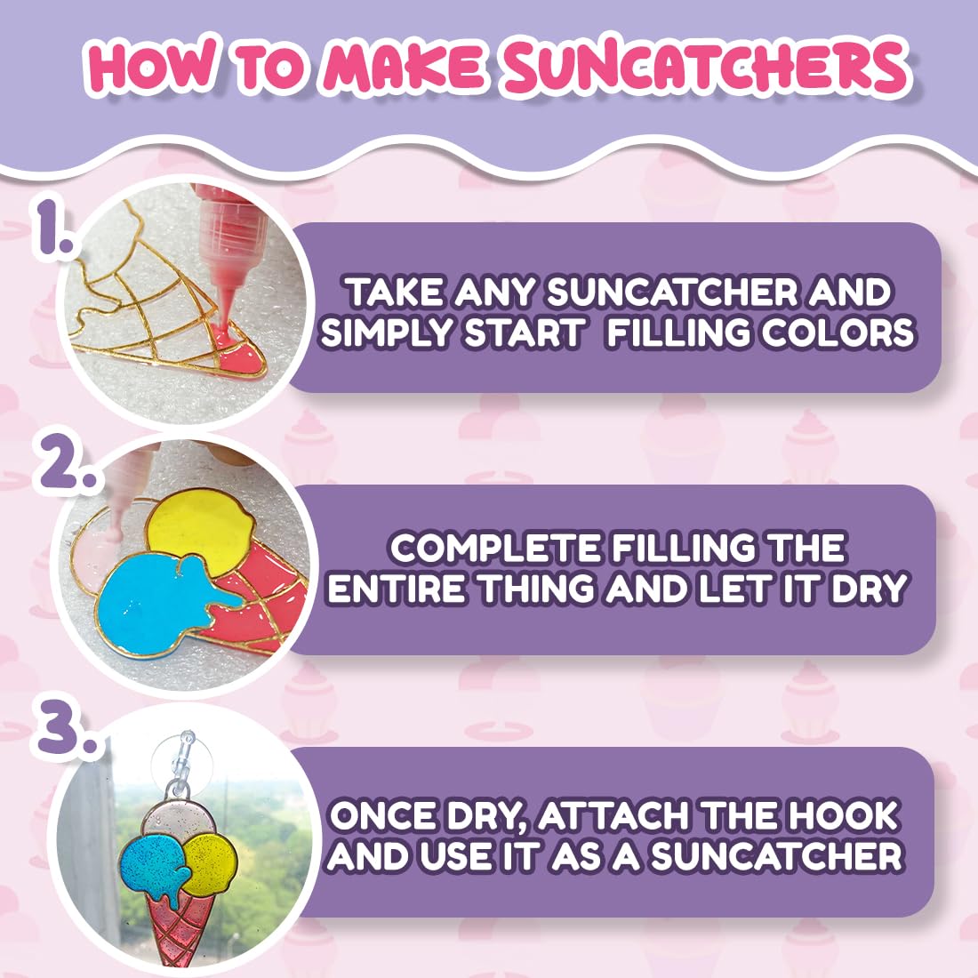 DIY 3D Window Art Glass Painting Set (Dessert)