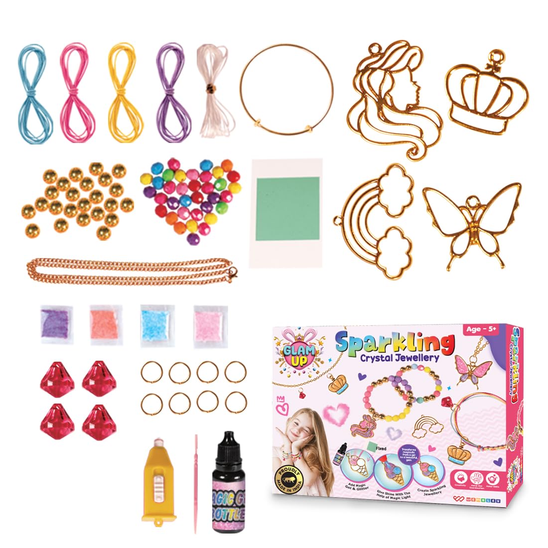 DIY Sparkling Crystal Jewelry Making Set for Girls (Princess Theme)
