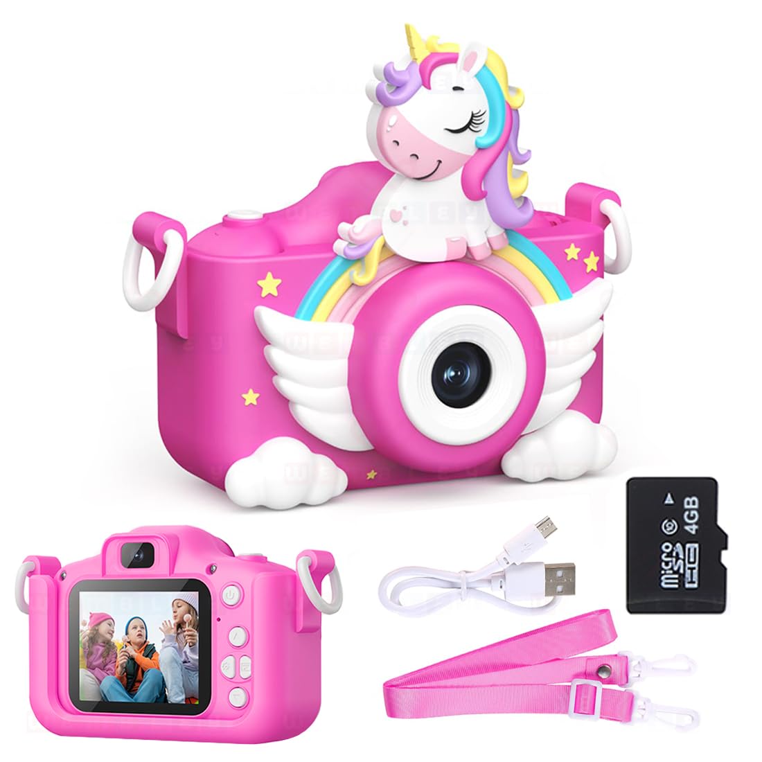 Kids Digital Camera Unicorn Design Video Recorder - Pink