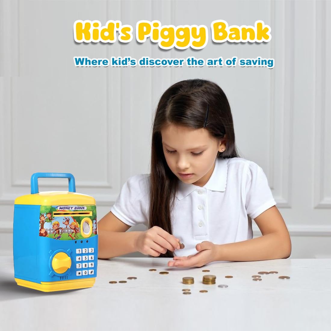 Money Saving ATM Piggy Bank for Kids with Finger Print Sensor