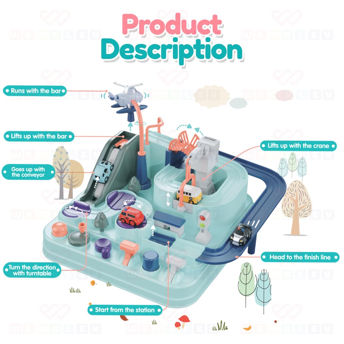 Inertia Car Adventure Race Track Set for Kids