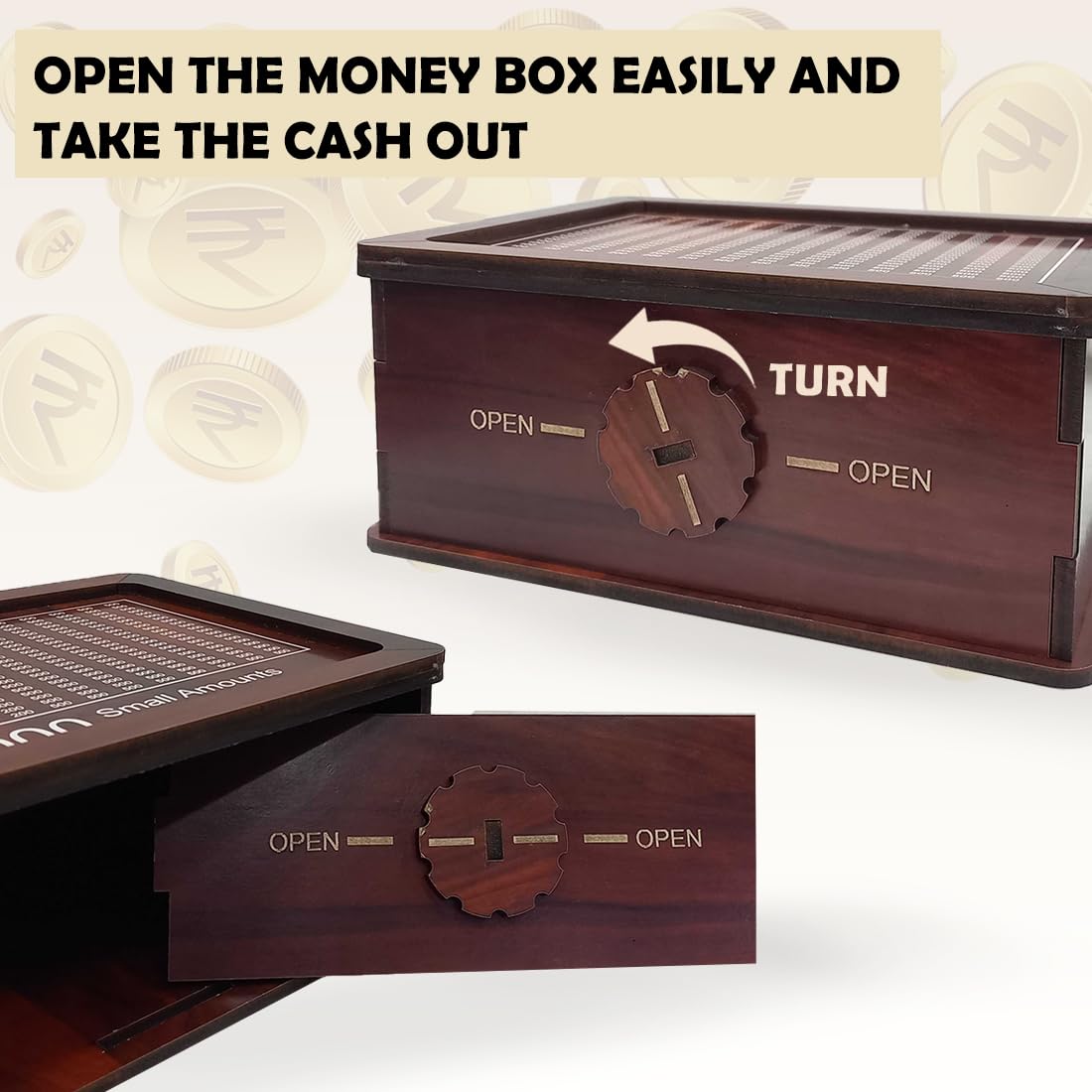 Wooden Money-Saving Box with Goal Tracking