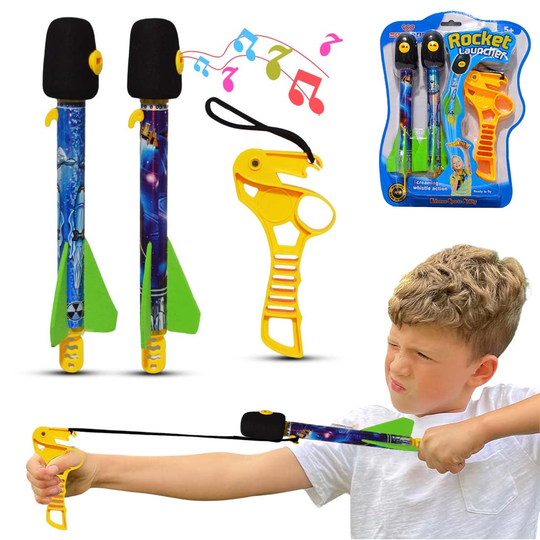 Sky Foam Rocket Launcher with Slingshot for Kids (Pack of 2)