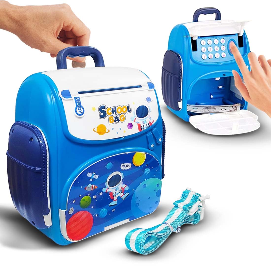 Backpack Style ATM Piggy Bank for Kids (Space Themed)