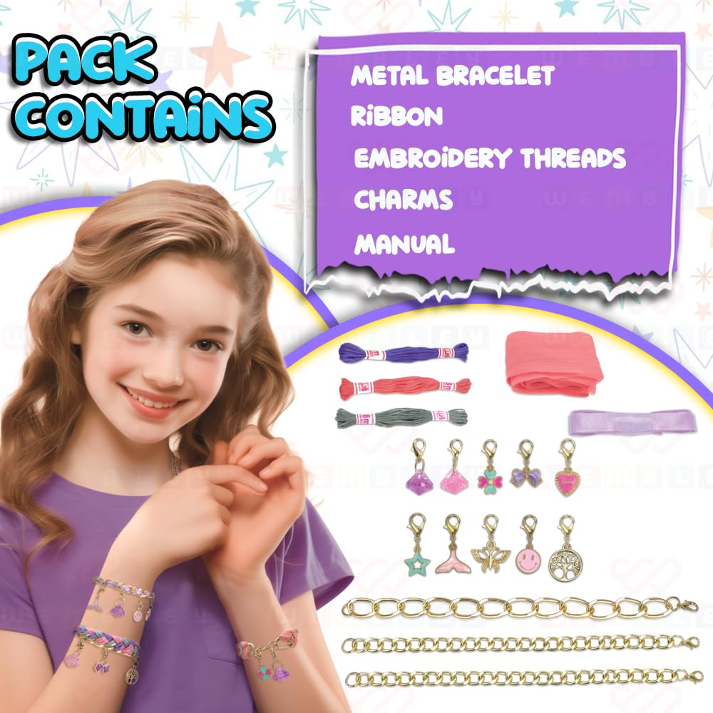DIY Woven Chain Bracelet Making Set with Charms, Threads & Chains