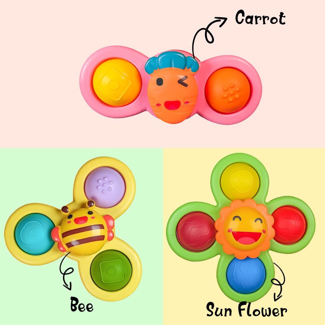 Suction Spinner Baby Bath Toys 3 Pcs (Flower)